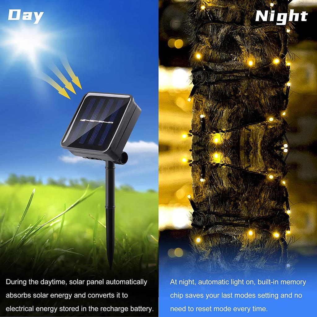 Outdoors Solar String Light 300LED 8 Modes Solar Lamp Waterproof for Gardens Wedding Party Valentines Christmas Tree