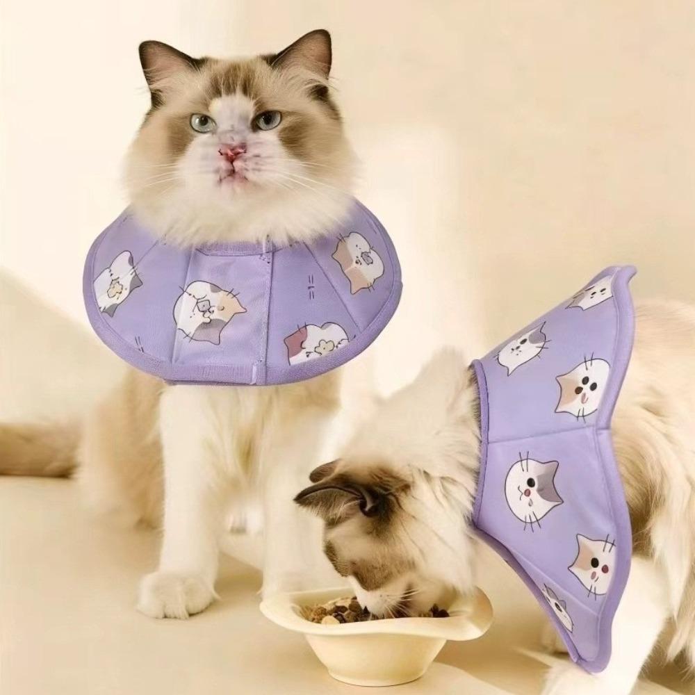 Cartoon Pattern Cat Protection Collar Breathable Pet Recovery Cone Cat Head Cover Pet Care