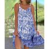 Women's Fashion Sling Dress Summer Casual Sleeveless Oversized Floral Printing Party Loose Dresses Female