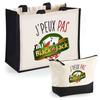 Coffret duo cabas &amp; trousse - PLANETEE - Black Jack J'peux Pas - Jute &amp; coton - Personnalisé - Fabriqué en France