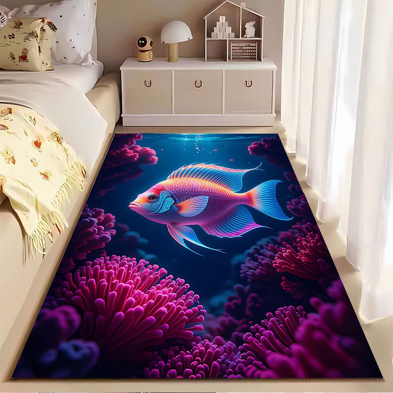 Colorful Tropical Fish Design suitable as a non-slip mat for the living room or bedroom sofa