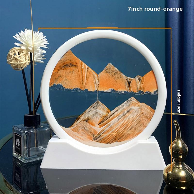 Creative 3D Quicksand Painting Round Glass Craft Hourglass - Unique Desktop Ornament Gift
