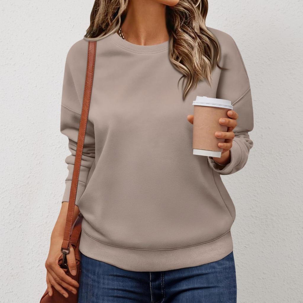 Женская модная толстовка с длинными рукавами однотонной расцветки