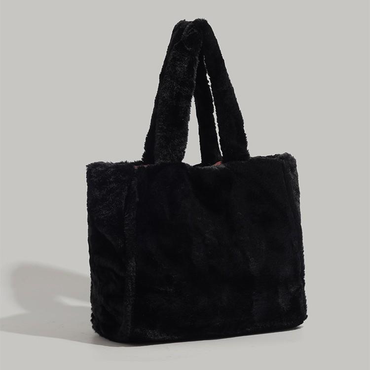 Осень Зима Милая Пушистая Ручная Сумка-Тоут 2024 Новая Модная Мода Универсальная Сумка на Плечо Большая Вместимость Плюшевая Сумка