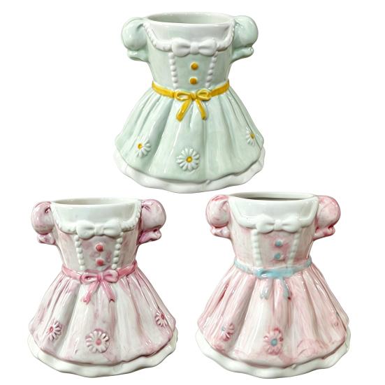 Bow Dress Pencil Cup, Ceramic Desk Organizer, Cute Makeup Brush Holder for Girls Room, Office Gift for Women