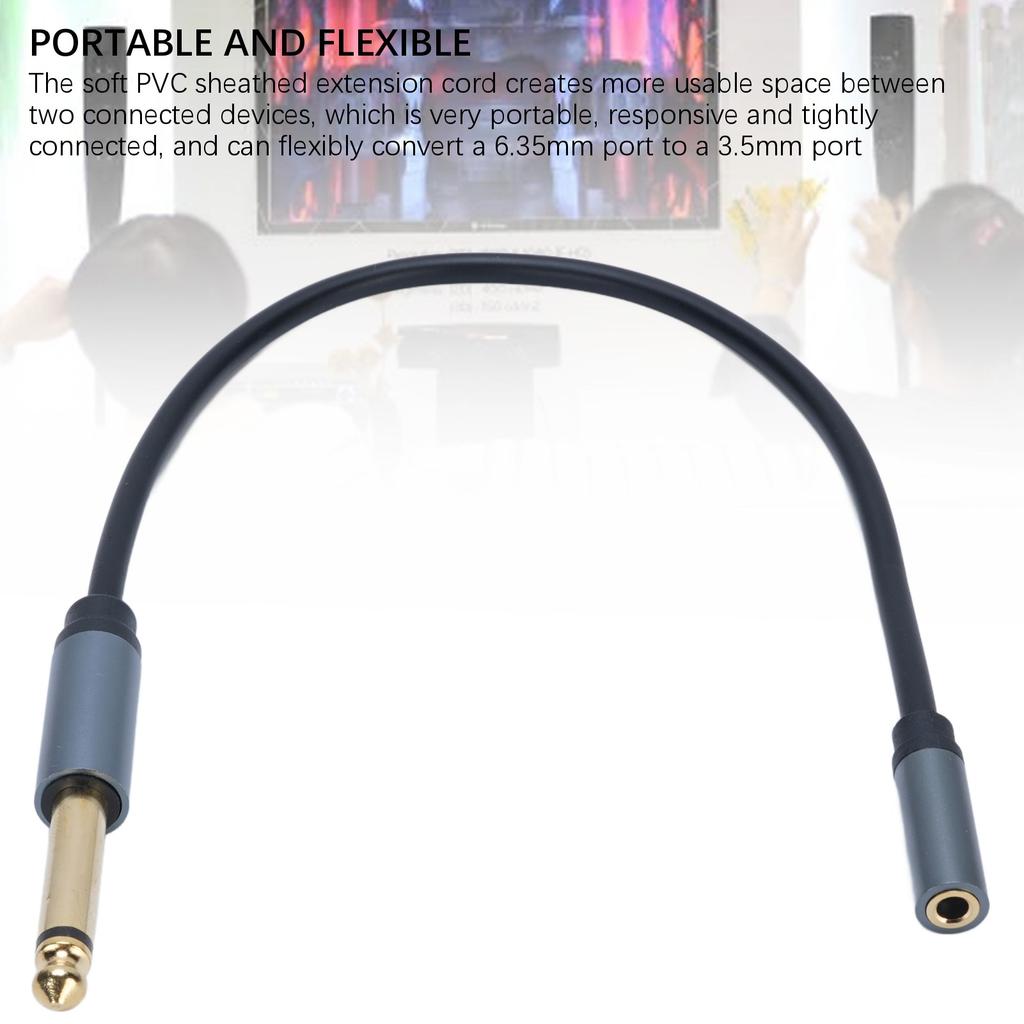 1 Кабель-адаптер для наушников 6,35 мм моно штекер на 3,5 мм стерео гнездо звуковой кабель