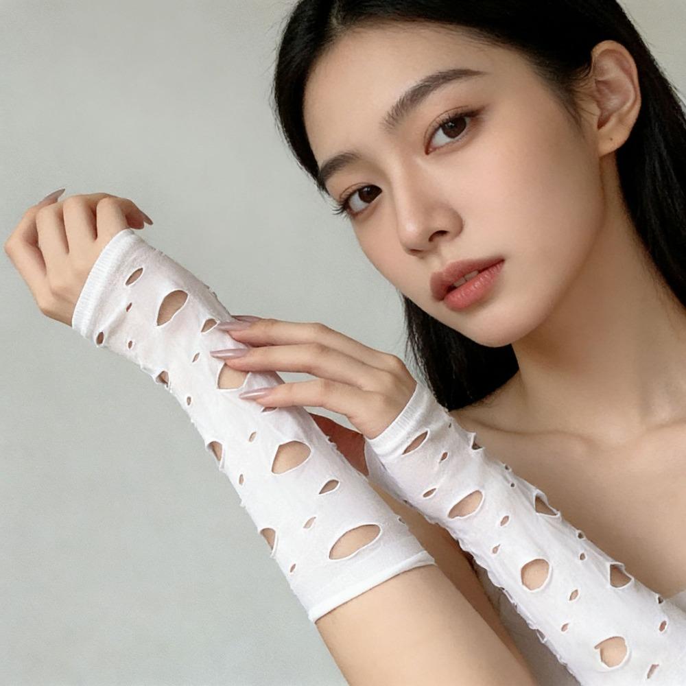 Long Length Gothic Gloves Hollow Out Pattern Long Gloves Sexy Fingerless Gloves  Cosplay
