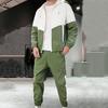 Спортивный костюм контрастных цветов с капюшоном, кардиган на шнурке, брюки с окантовкой до щиколотки, костюм для повседневной носки