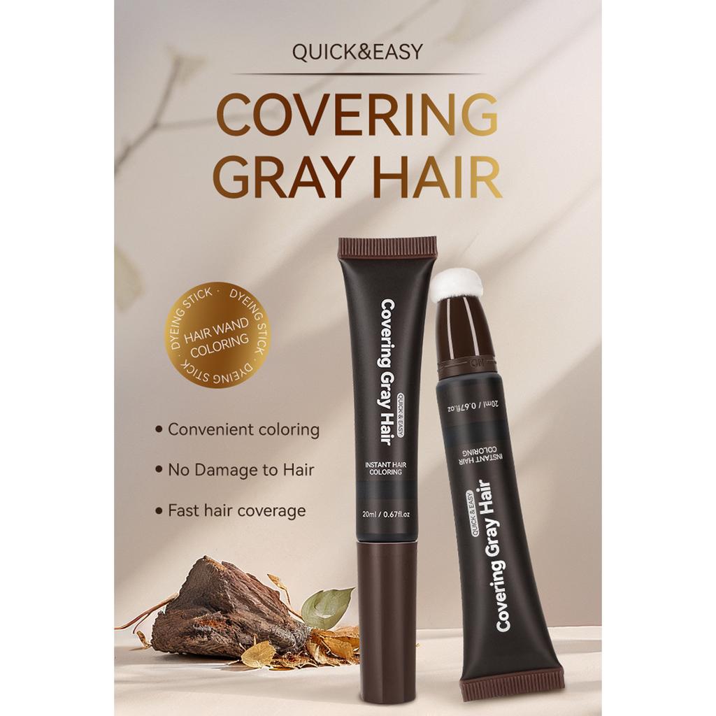 1PC Grey Hair Cover Stick, Quick Application Hair Shading Sponge Pen for Root Touch-Up & Filler, Gentle Formula