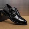 New Classic Designer Business Dress Party Shoes Men Leather Double Buckles  Prints Thick Soled Oxford Business Men Loafers Shoes