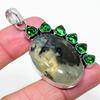 Prehnite, Diopside Handmade 925 Sterling Silver Gift Pendant 2.36" H1N52