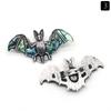 Mitoot Crystal Eco-friendly Engraved Bat Brooch Necklace with Inlaid Shell Pendant for Anniversary
