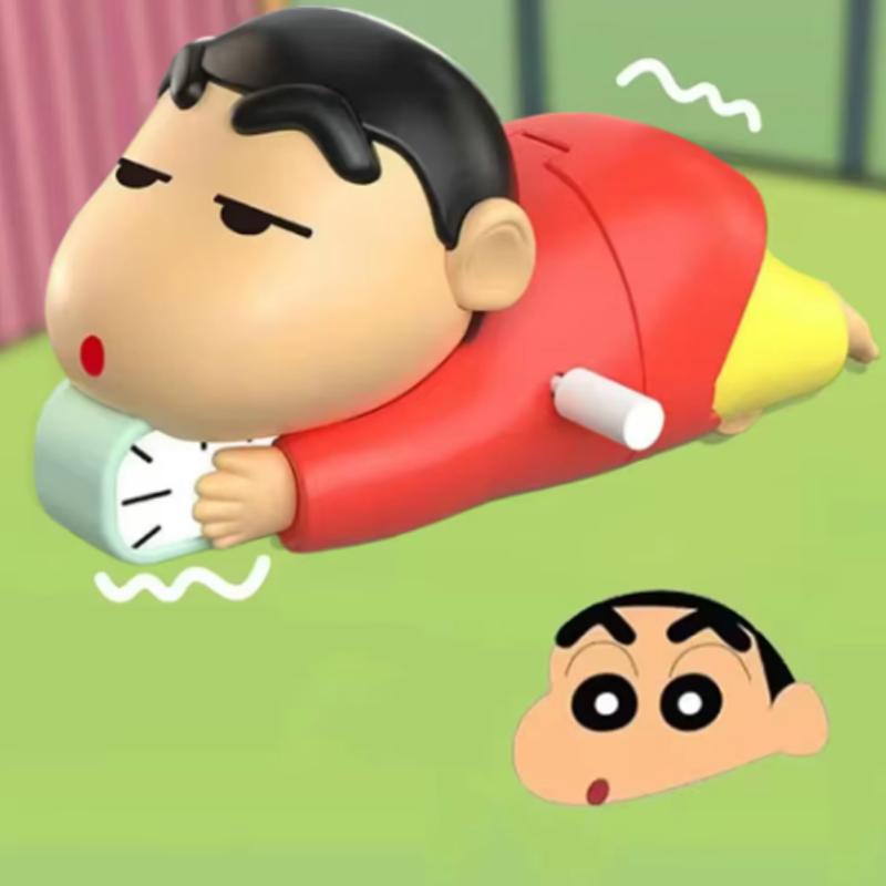 Crayon Shin-Chan Clockwork Model Toy Don'T Want To Get Up Anime Figure Model Toy Propel Alarm Clock Dynamic Crawl Toys Fun Gift