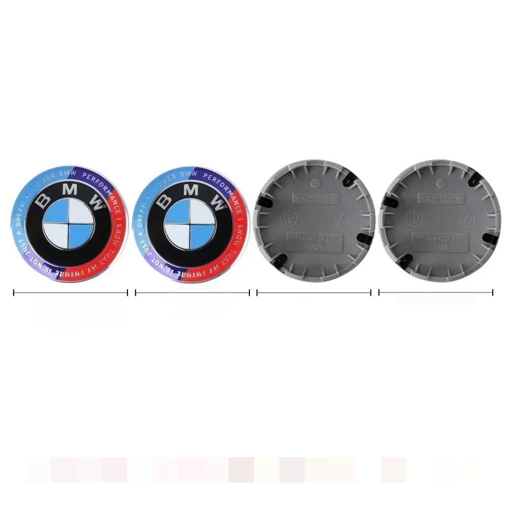 Для BMW Новая 2025 4 шт. 56 мм/68 мм Колпачок ступицы колеса BMW из сплава, центральный колпачок 50-летнего юбилея, модифицированная наклейка на колпачок ступицы в памятном стиле.Wh