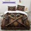 Viking Battle Axe Pattern Bedding Home Decoration Birthday Gift (1 * duvet cover + 2 * pillowcase, without core)