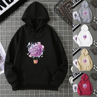 Модная толстовка с капюшоном для женщин с принтом «Цветущая сакура», забавная толстовка с принтом, женская с длинным рукавом, в стиле харадзюку, мультяшная, повседневная