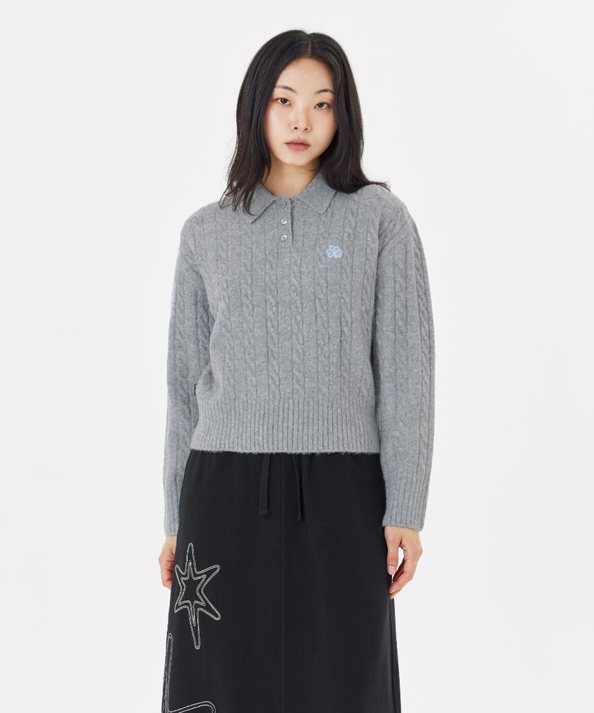 MARK GONZALES Women'S Club Cable Collar Knit - M/Grey