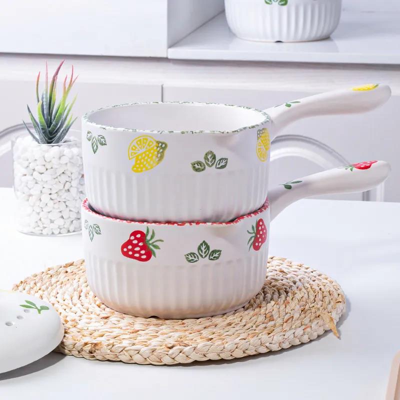 Керамический маленький горшочек для молока, горшочек с лапшой быстрого приготовления, маленький котелок для кипячения, молоко, милый горшочек с детскими добавками, маленький горшок, домашняя запеканка с лапшой