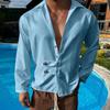 Men's Spring Autumn Long Sleeve Shirt, Casual Loose Turn-Down Collar Button Down Shirt for Men