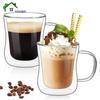 1-4 шт. Двойные стенки стеклянных чашек для эспрессо прозрачная кофейная кружка с ручкой для холодных напитков вина молока сока набор посуды