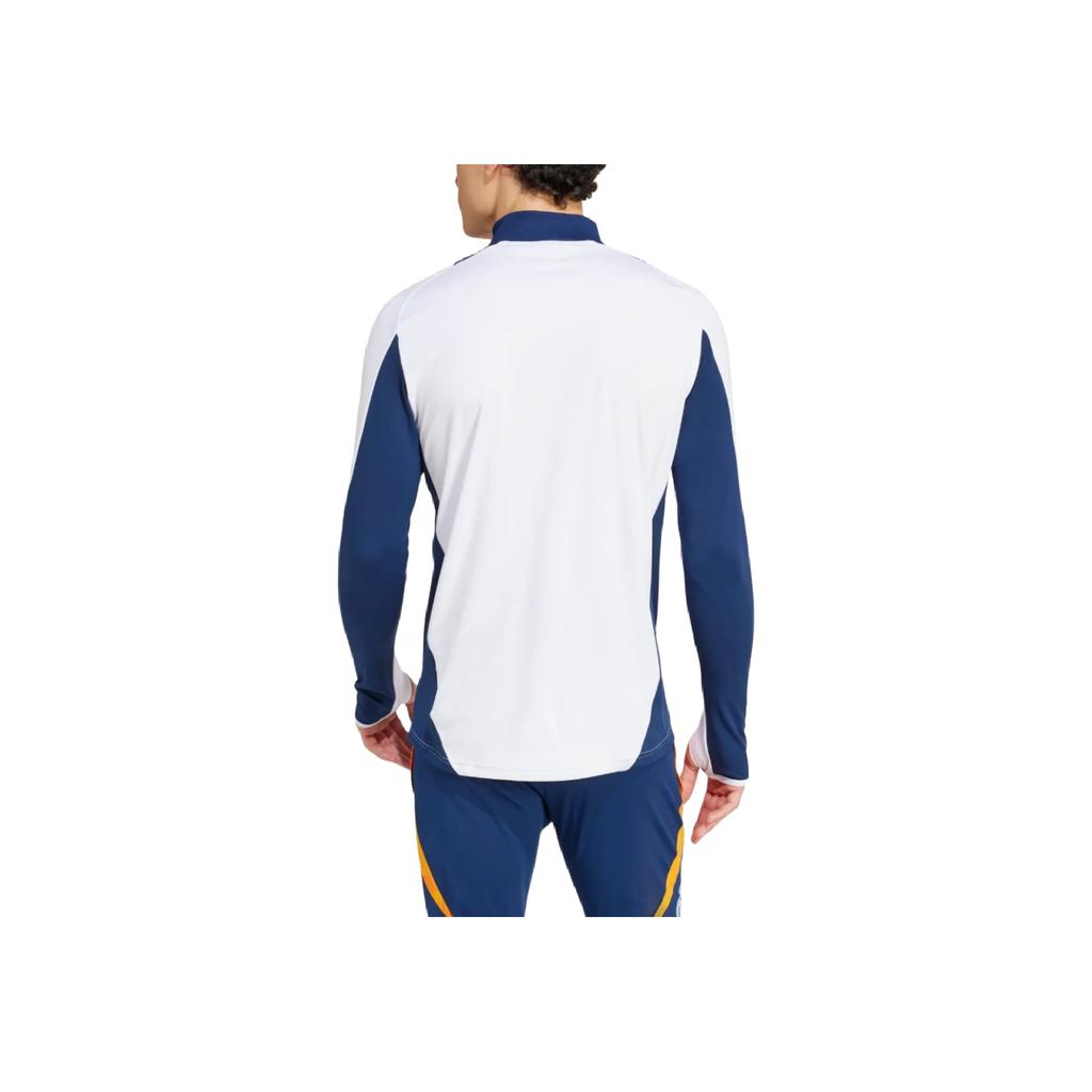 Adidas Реал Мадрид 2024-25 1/4 молния стойка воротник модный повседневный спортивный футбольный футболка унисекс топы белый IT5119