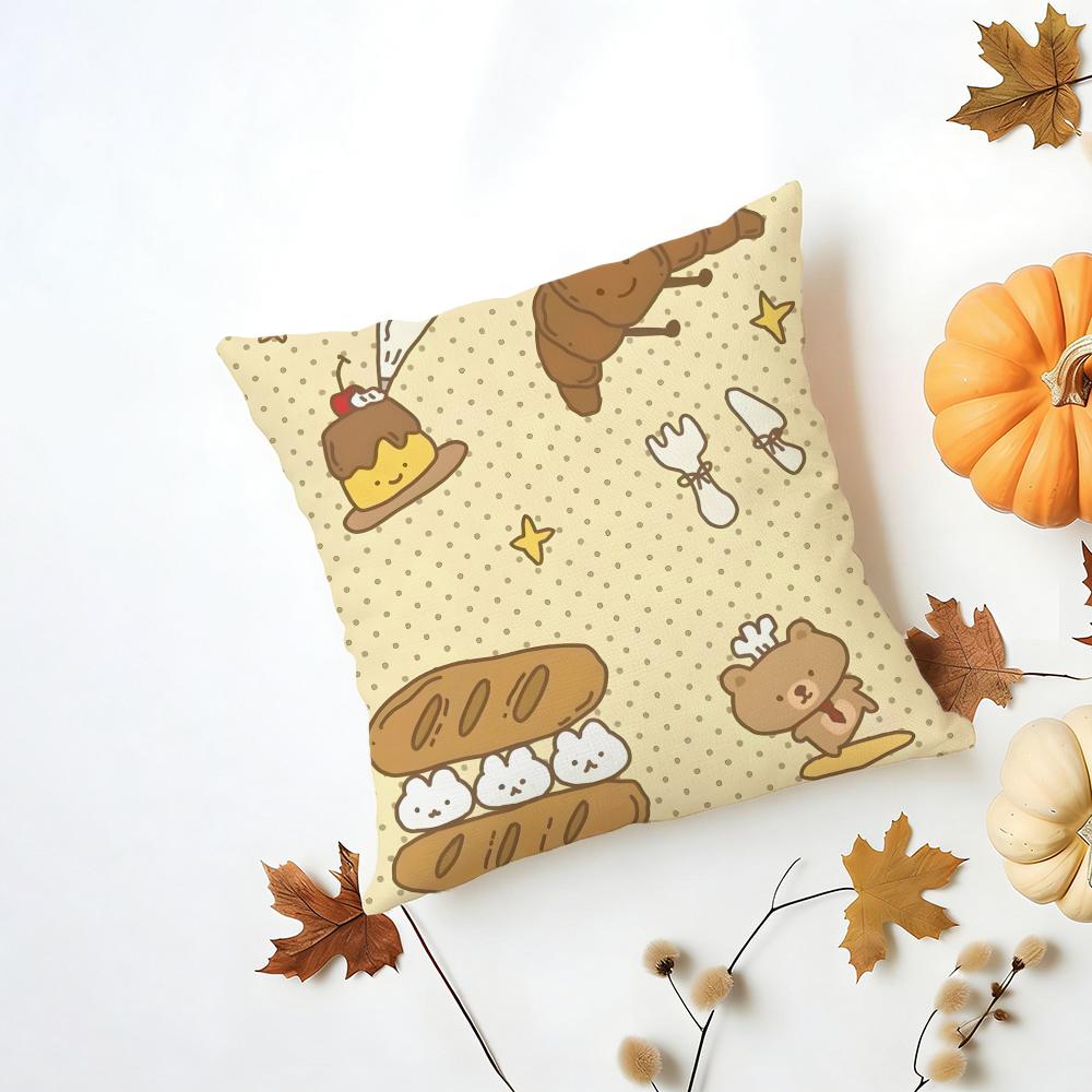 IINS Korean Style Background Pattern Ins Style Cushion Cover Washable Linen Pillowcase Soft for Daily Sofa Bed Home Room Decor