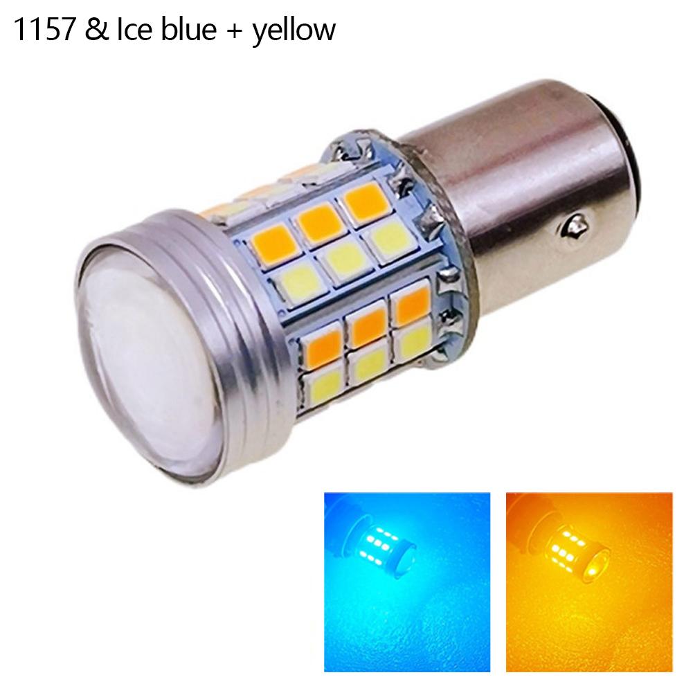 Двухцветная светодиодная лампа T20 7443 W21/5W 1157 BAY15D P21/5W LED T25 3157 P27/7W для автомобиля, Дневные ходовые огни, Указатель поворота, Автомобильные лампы, Переключатель, Указатель поворота 2