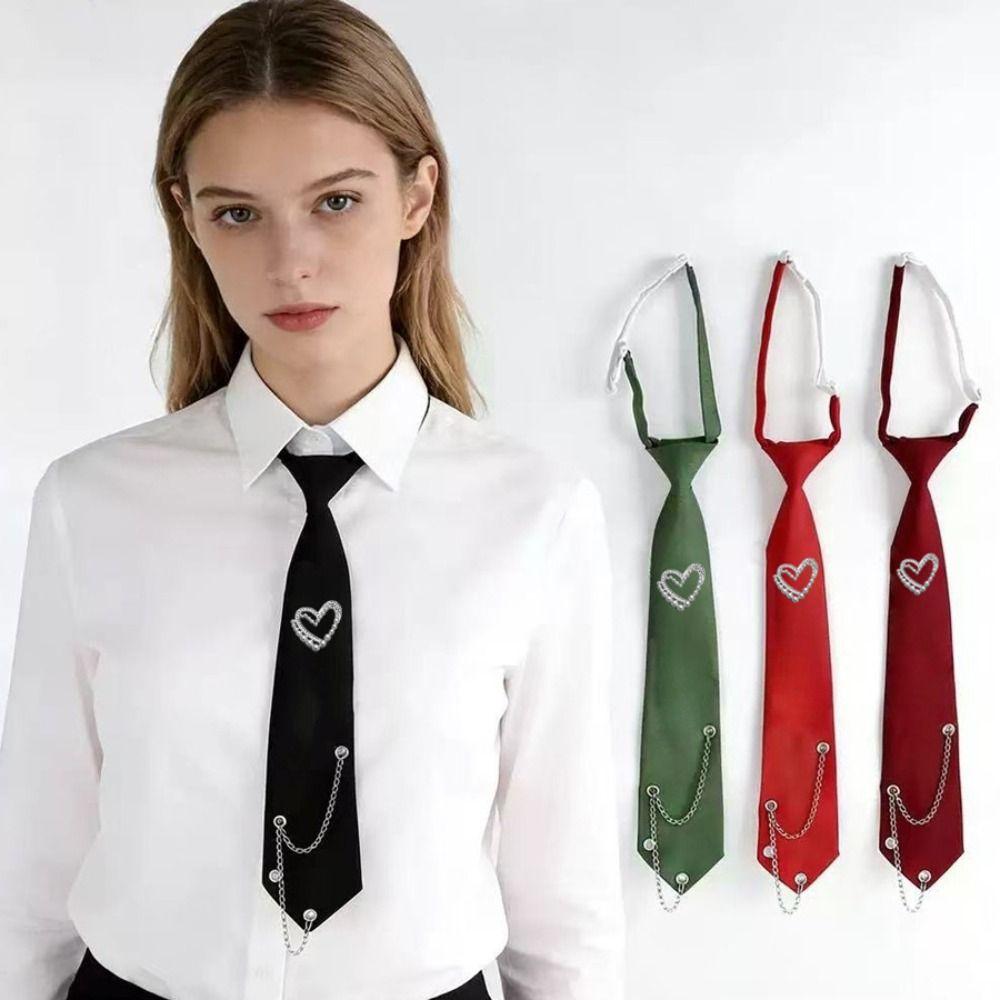 Black Long Necktie Korean Style Shirt Tie Temperament Love Heart Tie  Performance