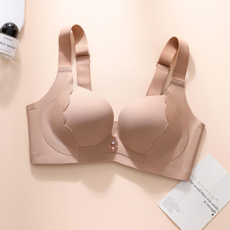 Мода Большой размер тонкое нижнее белье женское бесшовное стальное кольцо бюстгальтер собранный антипровисающий бюстгальтер