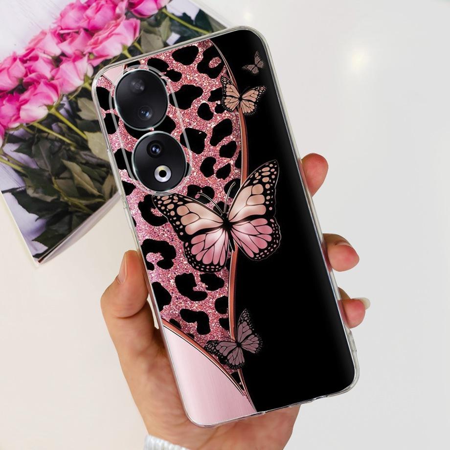 Для Honor 90 / Honor 90 Lite 90 Pro 90 Умный Чехол Роскошный Стильный Мягкий Силиконовый Чехол Красивый Цветок Вишни Fundas Прозрачный Capa