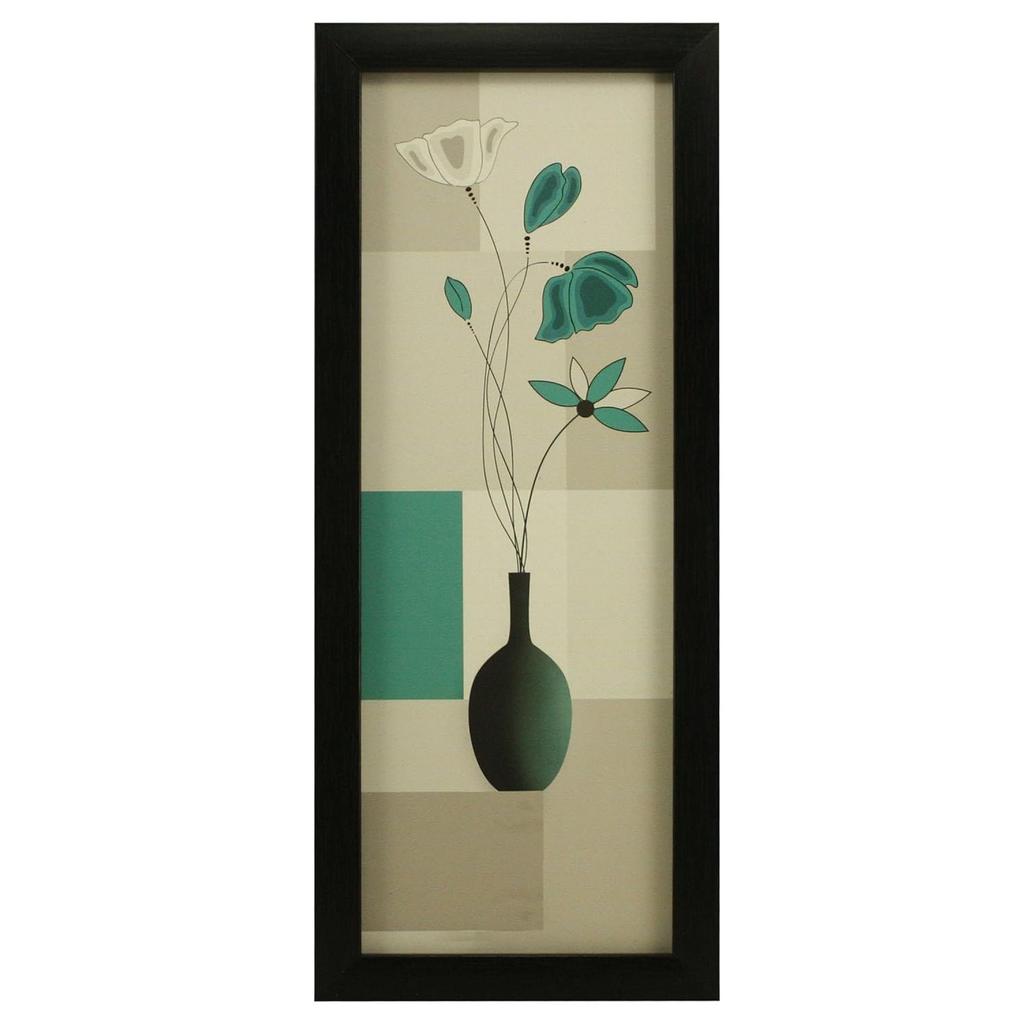 Set of 3 Beautiful Flower Vases Framed Art Painting (6 X 13, 10.2 X 13, 6 X 13 inch)-Multicolour