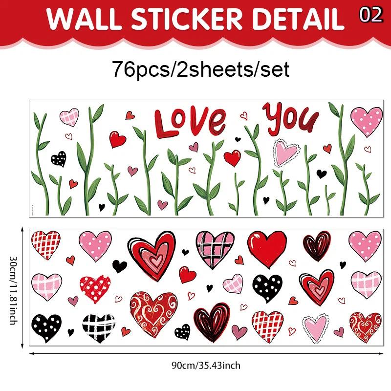 Стеклянные наклейки на окно 'Сердце Любовь' 3D Декорация сцены ко Дню святого Валентина Фон Стекло Статические Наклейки на стену Создание Праздника