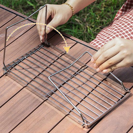 Folding Outdoor Camping Stove Grill Portable Heavy Duty Stainless Steel Backpacking Cooking Barbecue Picnic Collapsible Campfire Grate Grill Rack