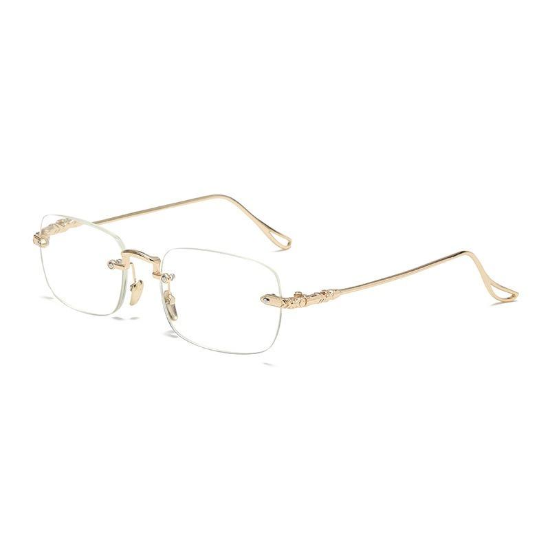 Exquisite Frameless Square Metal Flat Glasses Suitable for Boys and Girls' Daily Leisure Campus Business Decoration
