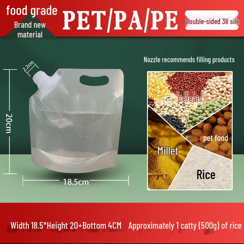 Large Transparent Spout Pouch for Grain Storage and Easy Portioning