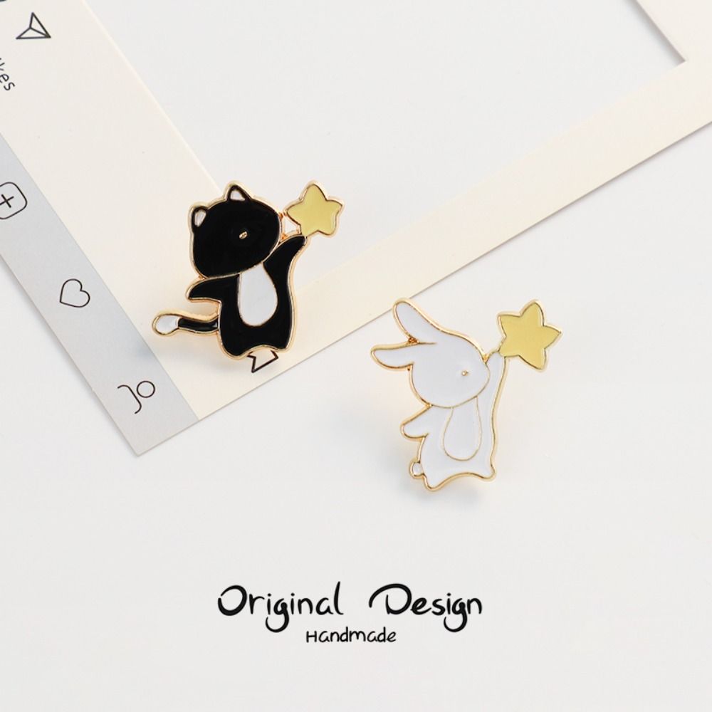 Значок с изображением медведя из эмали для выпечки, женская брошь, звезда, животное, значок в корейском стиле