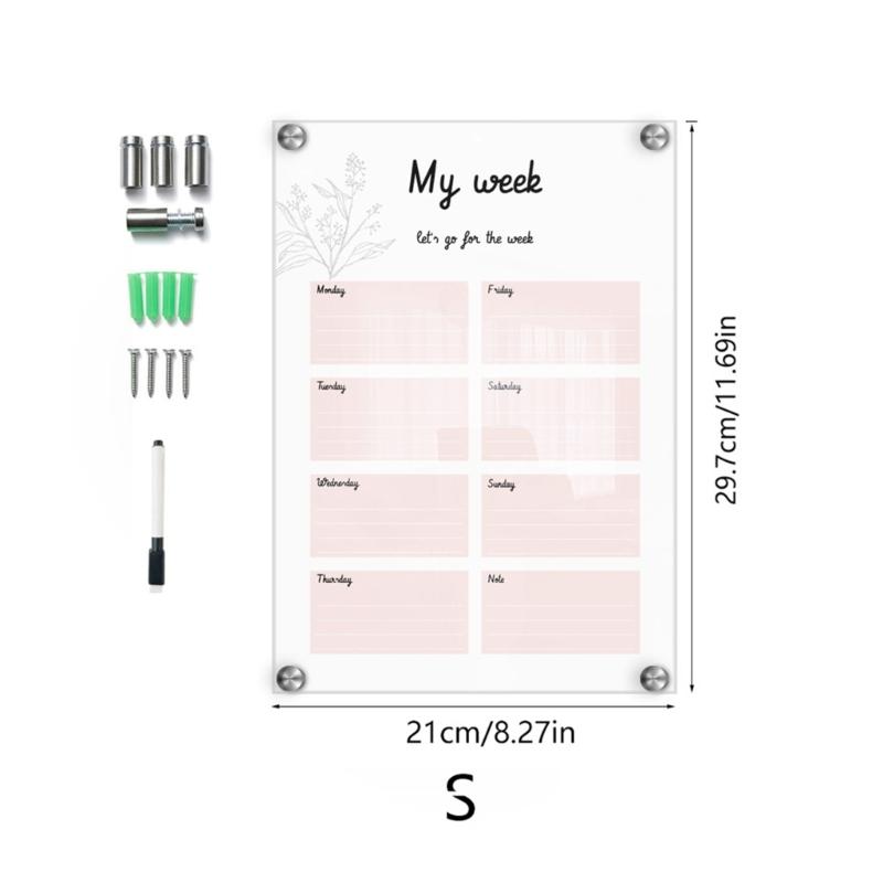 Weekly Planner Acrylic Board Clear Daily Record Board Wall Mounted To Do List Whiteboard Weekly Working Cooking Record Board