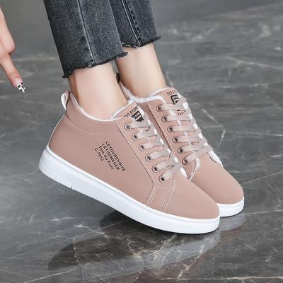 Хлопковая обувь, женские зимние плюшевые теплые зимние сапоги 2025 года, черные ботильоны из искусственной кожи, кроссовки на плоской подошве со шнуровкой, короткие меховые сапоги