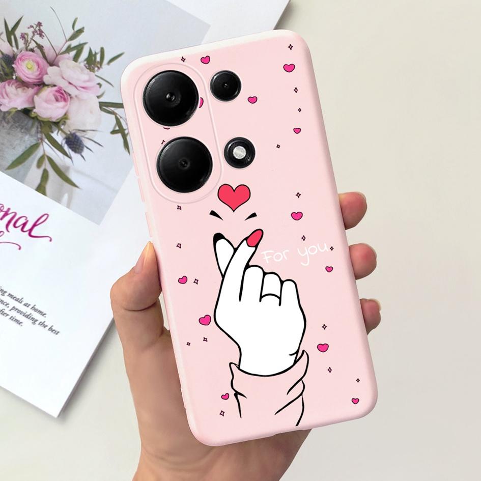 Чехол для Xiaomi Redmi Note 13 Pro 4G 2024 Милое Сердечко Кактус Мягкий Матовый ТПУ Чехол для Xiaomi Poco M6 Pro 4G Note13 Pro Чехол