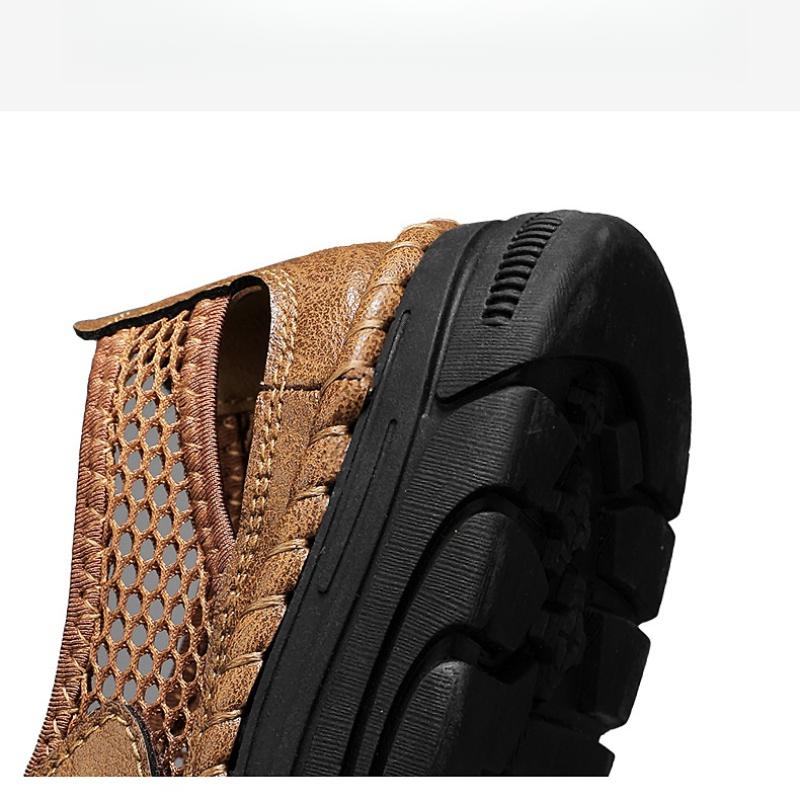 Летняя мужская повседневная обувь Кожаные сандалии Дышащая сетчатая обувь