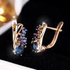 1 пара изысканных серег-колец с овальной огранкой из синего кубического циркония для женщин, роскошные золотые свадебные украшения в подарок