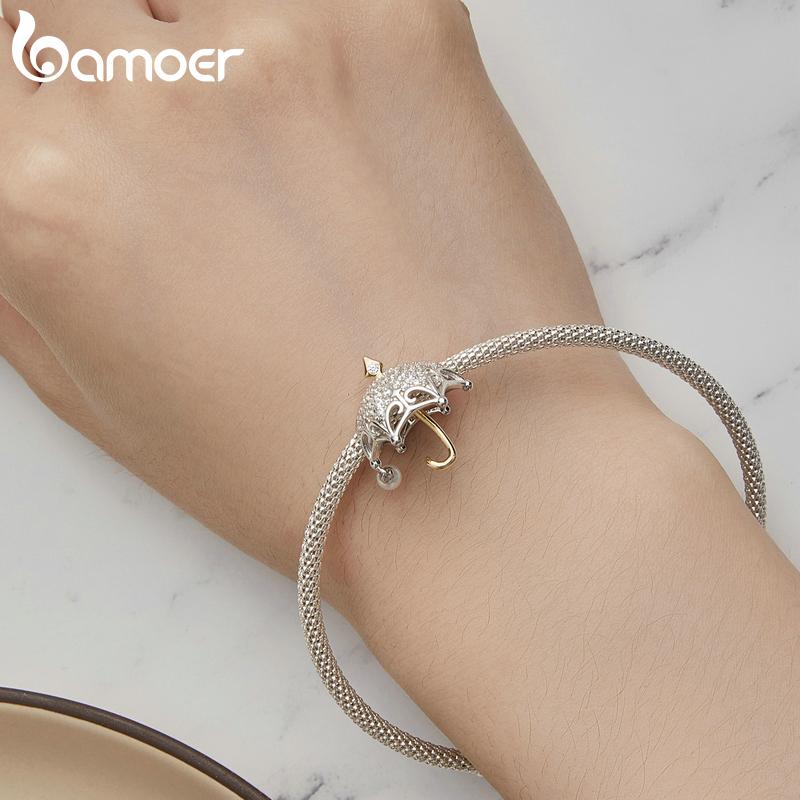 BAMOER из стерлингового серебра 925 пробы, бусины золотой серии, подвески в форме зонтика, подходят для оригинального серебряного браслета, женские украшения «сделай сам»