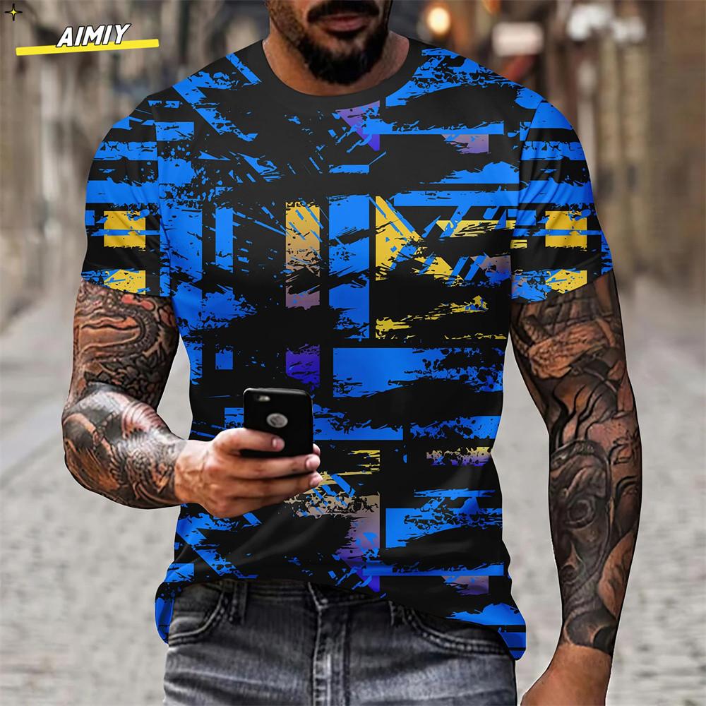 Летние мужские футболки с 3D-принтом граффити, уличная одежда, с круглым вырезом, свободные, с коротким рукавом, повседневные футболки, мужская одежда