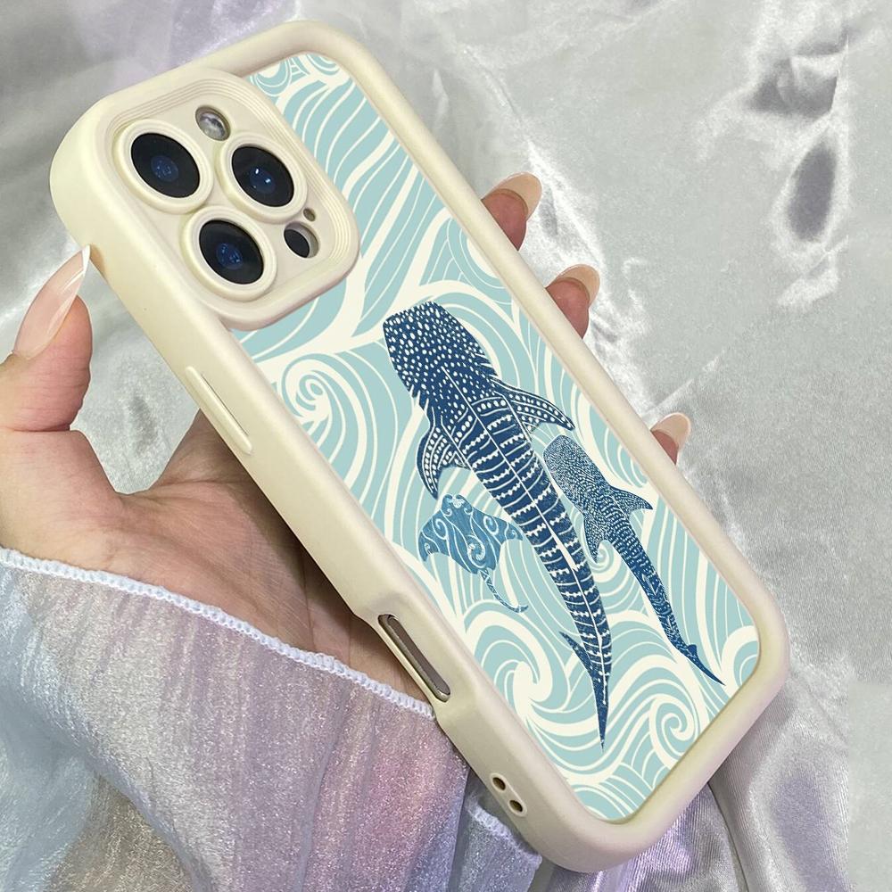 JT520 Летняя китовая акула для iPhone 17 16 15 Pro Max Samsung S26 S25 Ultra A17 A07 A56 A16 A15 A06 Xiaomi 15T Redmi 15c 14C Note 11 12 13 14 Мягкий чехол