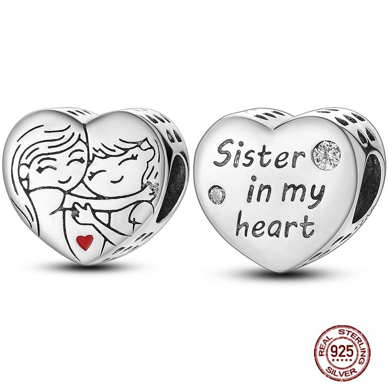 Медные Шармы Большая Любовь Мама Семья Сестра Розовое Сердце Тюльпан Бусины Ча Подходят для Оригинального Браслета Сделай Сам Ювелирный Подарок на День Матери