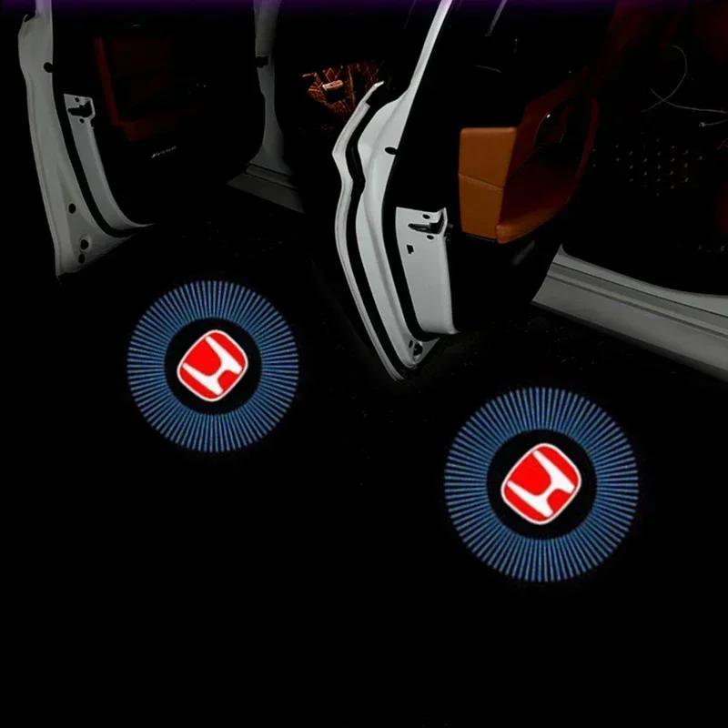 2Pcs Car Door Welcome Light LED Shadow Projector for Honda Civic FIT Accord Prelude CRV 5th Mugen City CRZ CRX Jazz HRV Pilot