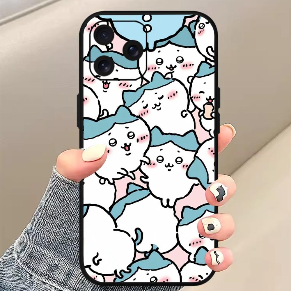 C-Chiikawa H-Hachiware Phone Case For iPhone Mini 11 12 13 14 15 Pro XS Max X Plus SE XR Black Soft Shell