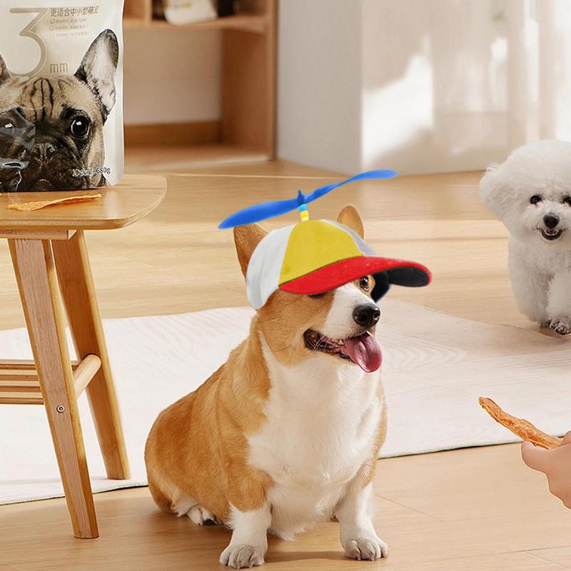Colorful Pet Propeller Hat With Ear Holes Sunproof Dogs Cats Rainbow Helicopter Top Hat For Poodle Puppy Dachshund