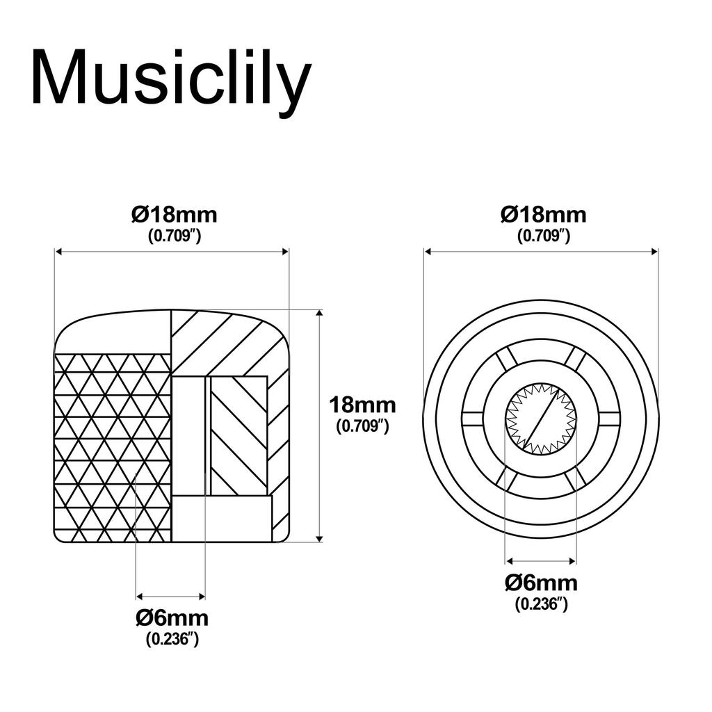 Musiclily Pro Steel Dome Knobs, 18mm Inch Standard, for USA Electric Guitars/Basses, Gold (Set of 2)