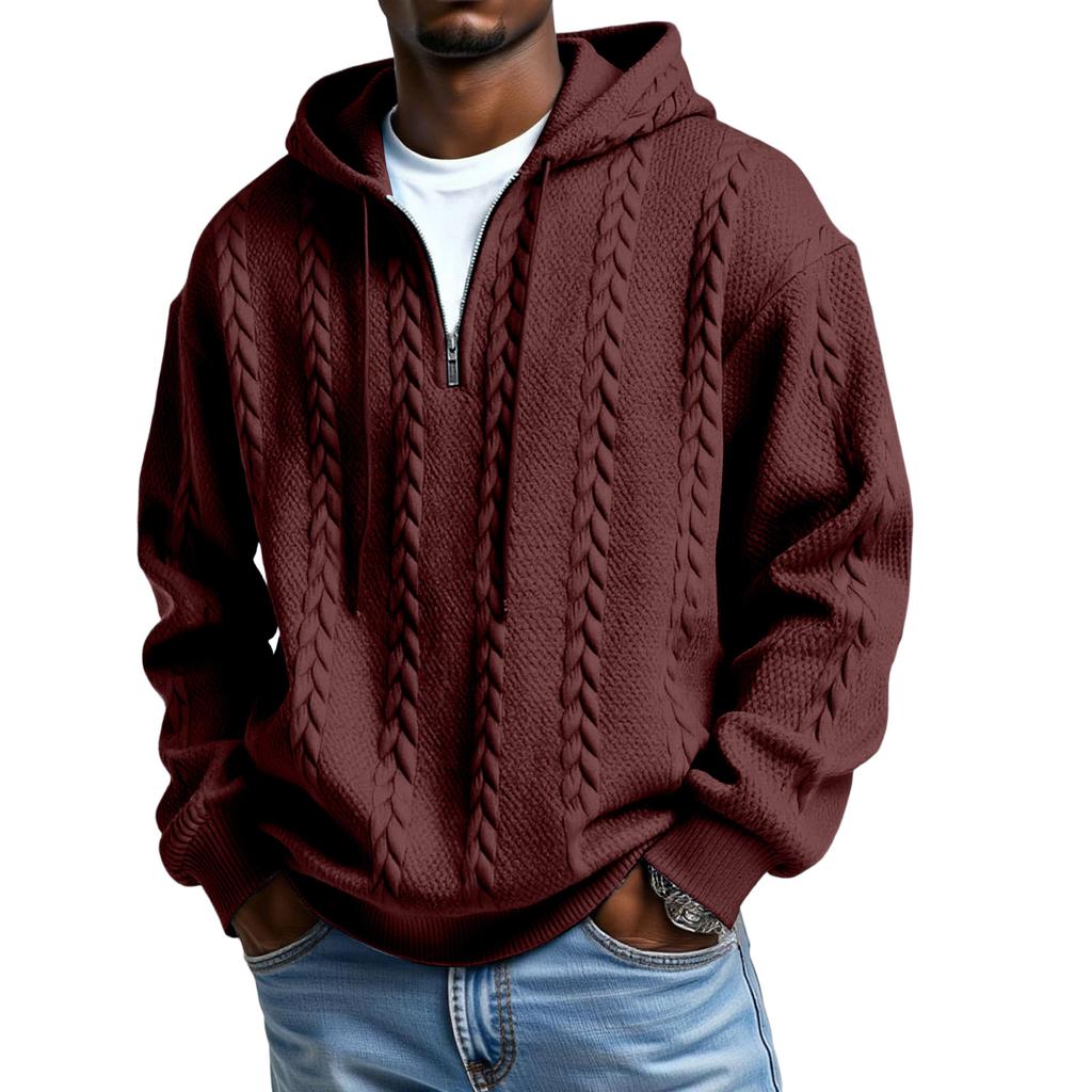 Men's Long Sleeves Leisure Sports Half Zipper Hooded Hood Hoodie